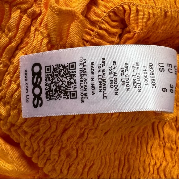 Ruched Yellow Linen Jumpsuit - Picture 3 of 3